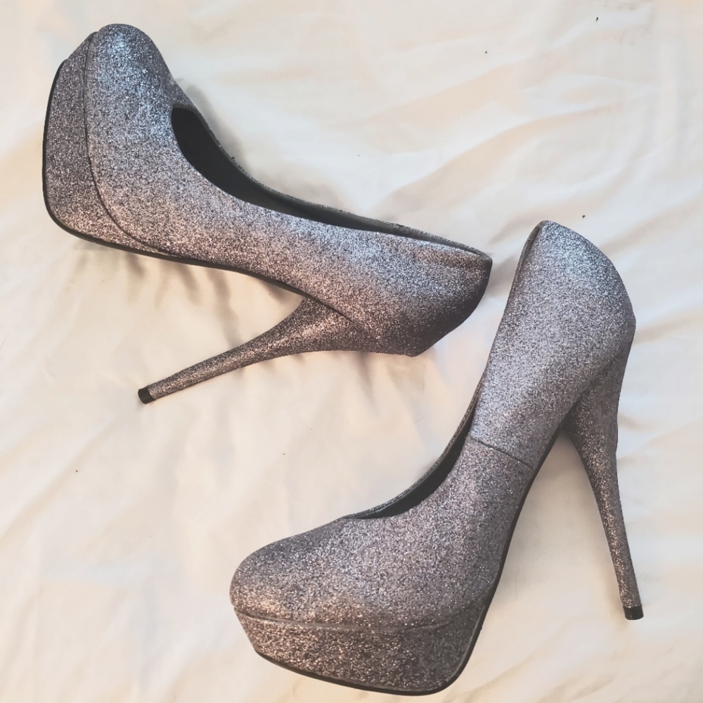 Silver Glitter Pumps